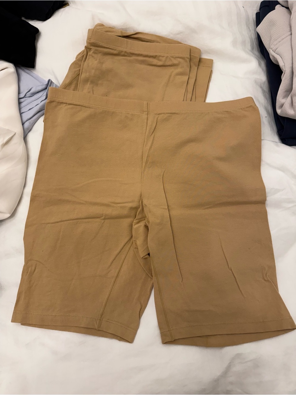 Stretch High-Rise Bike Shorts in Camel